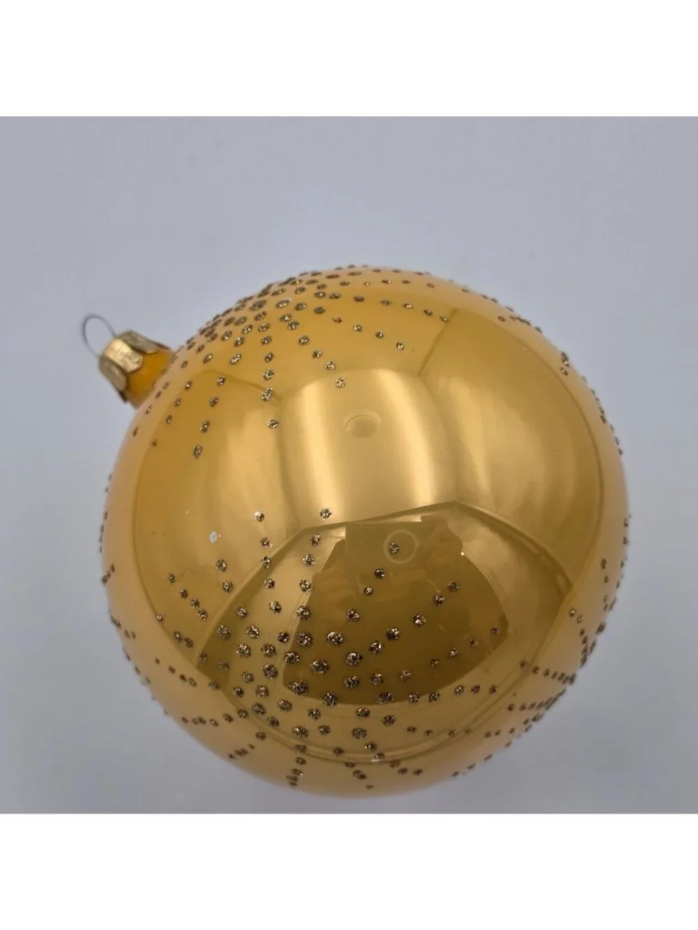 Vintage Pier Glass Ornament Ball Yellow Starburst Glitter Christmas 4
